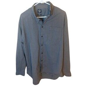 Dockers Men’s Shirt Size L Gray Plaid Stretch Fit Long Sleeve Button Up Shirt